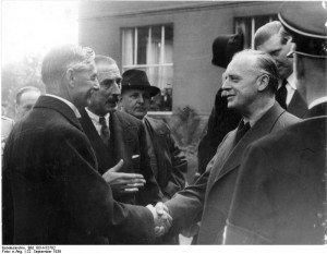 Neville Chamberlain, Nevile Henderson, and Joachim von Ribbentrop at ...
