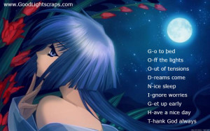 Anime says good night graphic
