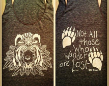 ... Bear on Tri-blend Brown Tank Top with inspirational quote & bear paws