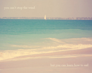 Beach Quote Inspirational Sail Art Print - Blue Pink Beach House Decor ...