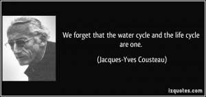 We forget that the water cycle and the life cycle are one. - Jacques ...