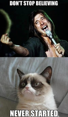 Grumpy Cat don't like singers
