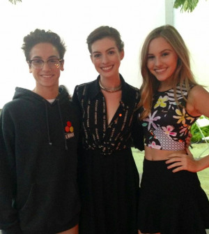 Teo Halm and Ella wahlestedt with Anne Hathaway at the Lollipop ...