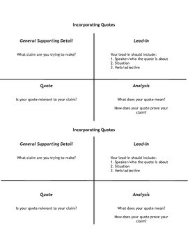 Guiding Questions for Incorporating Quotes