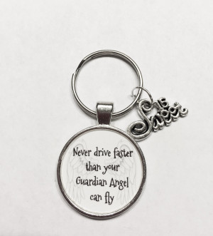 ... Guardian Angel Can Fly Sweet Sixteen 16 Inspirational Quote Keychain