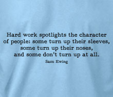 Hard work spotlights the character… (Sam Ewing)