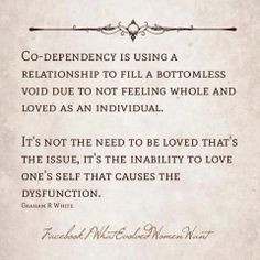 Co-dependency occurs when there is an inability to love and know one's ...