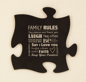 Family Rules Puzzle Piece Wall Plaque