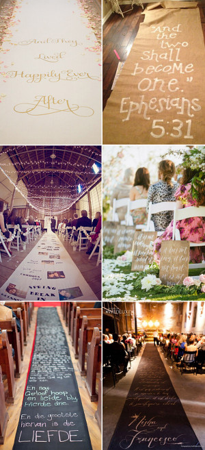 creative wedding aisles with romantic quotes