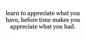 Learn to appreciate what you have before time makes you appreciate ...