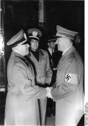 Benito Mussolini, Galeazzo Ciano, and Adolf Hitler, München, Germany ...