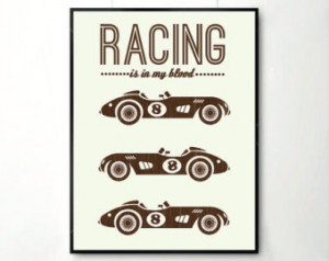 Inspirational quote, quote print po ster, racing print poster, retro ...