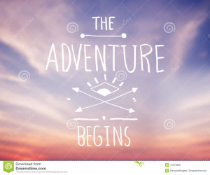 Stock Illustration: Bright Pink Sky with Adventure Quote