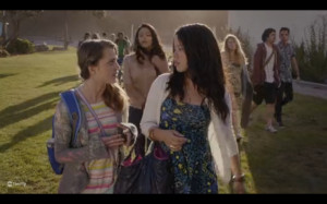 Kelsey and Mariana talking.