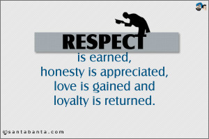 Respect is earned, honesty is appreciated, love is gained and loyalty ...