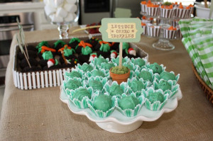 Oreo truffles that look like lettuce for a Peter Rabbit party