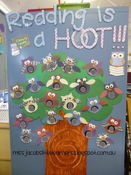 Owl Theme Classroom Library 'Reading is a hoot' banner