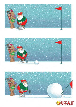Babbo Natale gioca a golf - Vignetta divertente