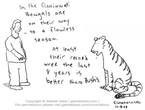 Funny cartoon by Gabriel Utasi about the Cincinnati Bengals