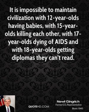 It is impossible to maintain civilization with 12-year-olds having ...
