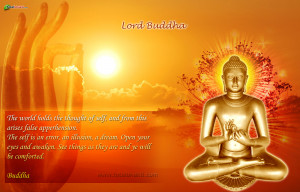 Lord Buddha blessing wallpaper, red and orange color
