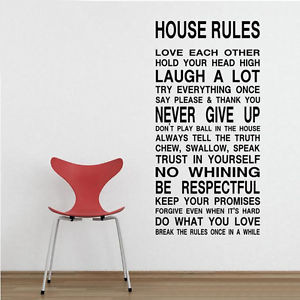 Funny House Rules DIY Removable Art Vinyl Quote Wall Sticker Decal ...