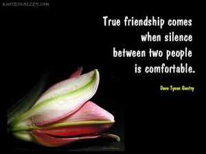 True Friendship Comes When Silence Between Two People Is Comfortable
