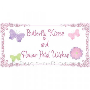 Flower Wishes Butterfly Kisses Quote Wall Removable Vinyl Sticker ...