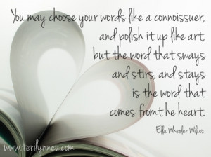lately about the power of words. (I suppose writing three books ...