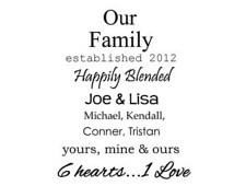 Our Family Happily Blended - Vinyl Wall Quote ...