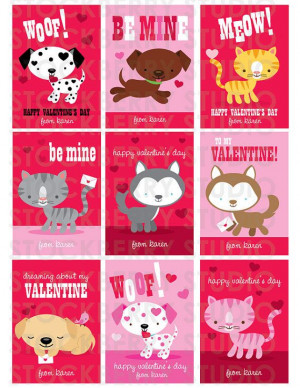 Dogs and Cats Printable Valentine's Day Card by stockberrystudio. $3 ...
