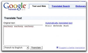 Screen capture of Google Translate’s French-to-English translation ...