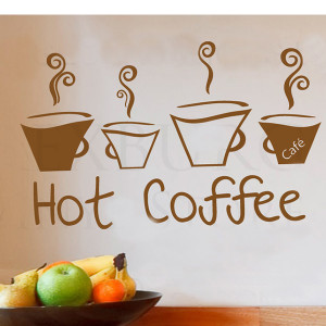 Wall Decal Sticker Quote Vinyl Art Lettering Decorative Hot Coffee