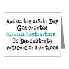 Eighth day clinical instructors Note Cards for