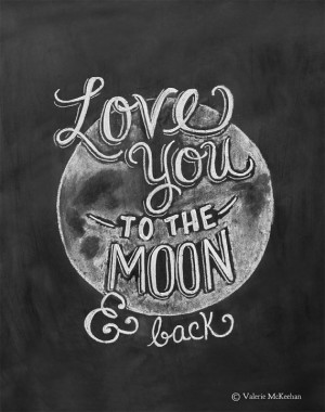 Love You To The Moon and Back Print - Chalkboard Art - Nursery Print ...