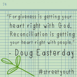 Forgiveness is getting your heart right with God. Reconciliation is ...
