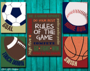Sports Nursery - Boy Room Decor - Rules of the Game Sign - Football ...