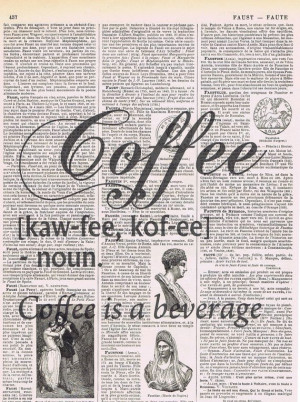 Coffee.Quote,Collage.Gift, Altered art, Antique Book Page.Vintage. buy ...
