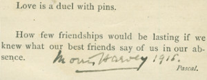 Autographs: MORRIS HARVEY - SIGNATURE(S) 1916