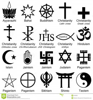 illustration showing the symbols of the most popular religions of the ...