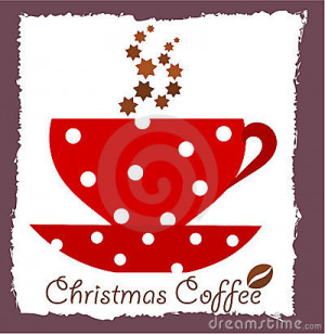 Christmas coffee in border vector illustration.