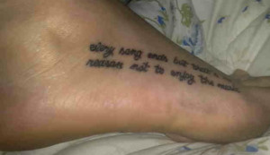 tattoos of quotes on feet