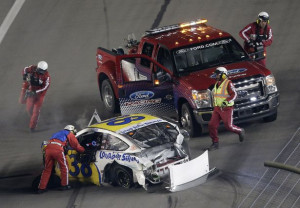 Gilliland after he crashed during a NASCAR Sprint Cup Series auto race ...