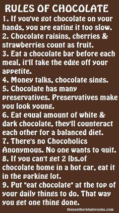 chocolate # rules of chocolate