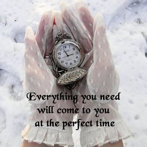 Everything you need will come to you at the perfect time. QUOTE.