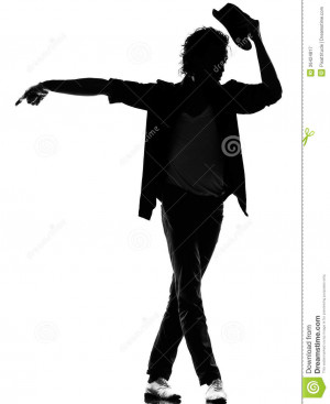 Full length silhouette of a young man dancer dancing funky hip hop r&b ...