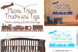 Details about Planes Trains Trucks and Toys Wall Sticker quote, boys ...