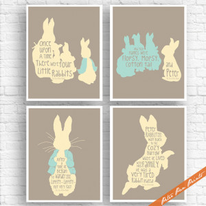 The Tale of Peter Rabbit Quotes - Set of 4 Art Print (Unframed ...
