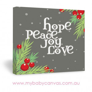 Hope Peace Joy Love Christmas Quote Canvas Design in Grey| My Baby ...