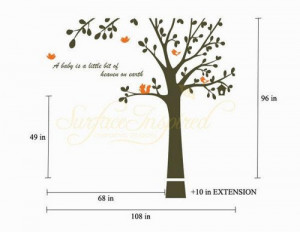 cute bird tree with Custom name Quote leaf leaves birds home Art ...